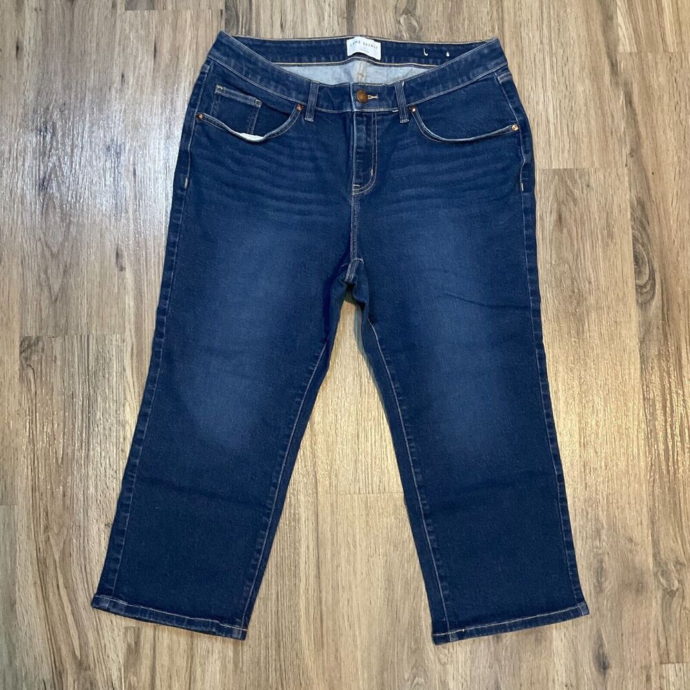 Lane Bryant Women’s Size 14 Blue Mid-Rise Straight Crop Stretch‎ Denim Jean